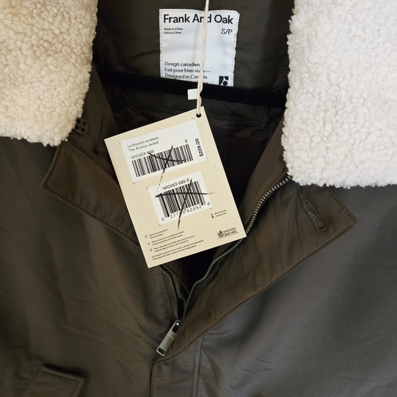 Frank And Oak Aviator Jacket Men Green Sherpa Collar Thermore Insulated Sz Small - Picture 12 of 13